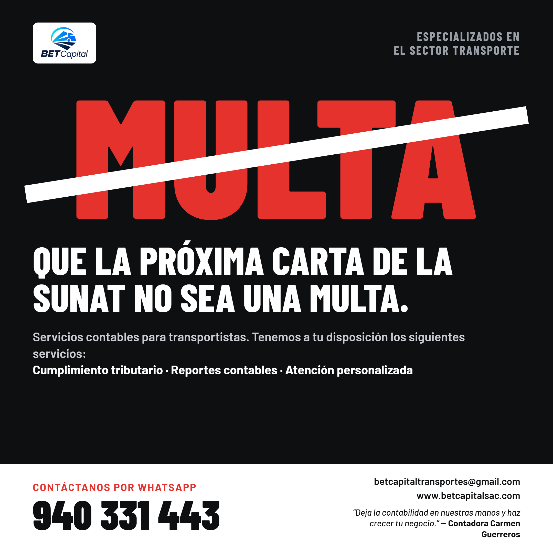 Operación CONTABILIDAD ESPECIALIZADA EN TRANSPORTE
